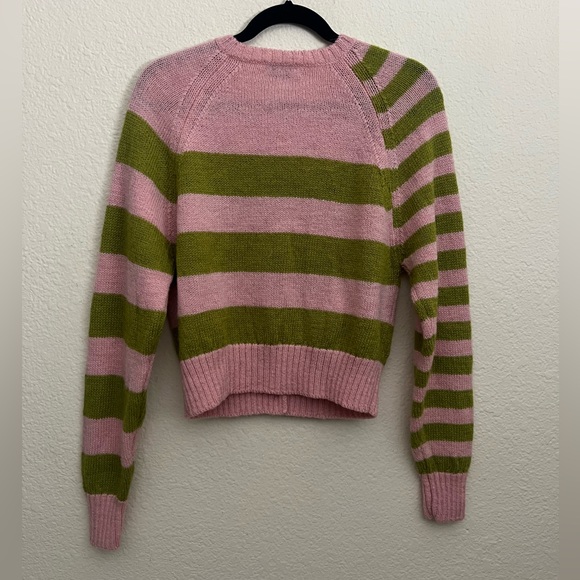 Molly Goddard Teresa Striped Pink/ Green Wool Cardigan Sweater  New $600 - Picture 13 of 16